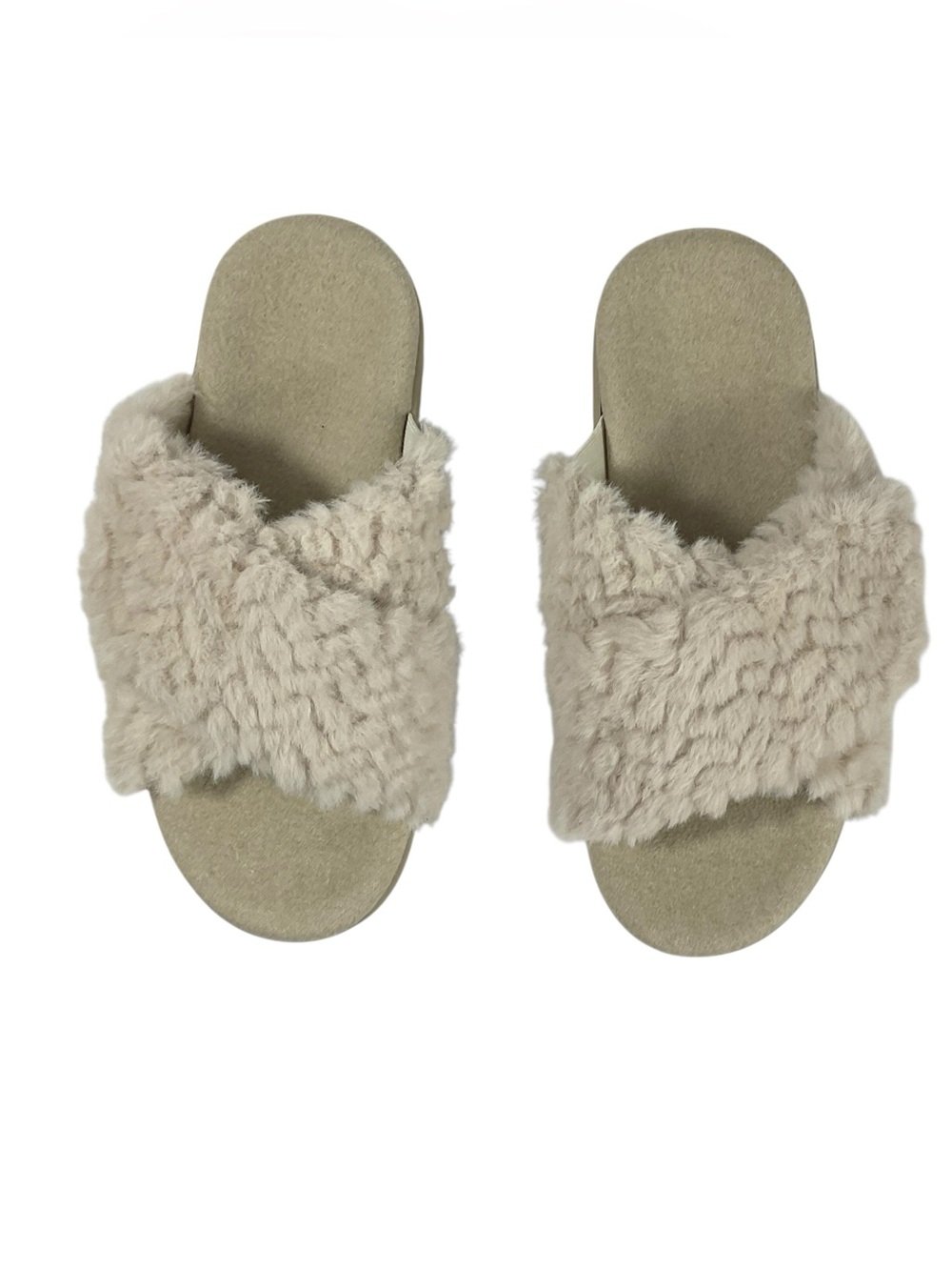 Vionic Relax II Cream Shearling Faux Fur Slide Slippers Size 7 Comfort - Picture 4 of 7